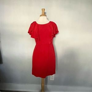 Ali Ro Red Ruffle Sleeve Silk Cocktail Party Dress Size 8